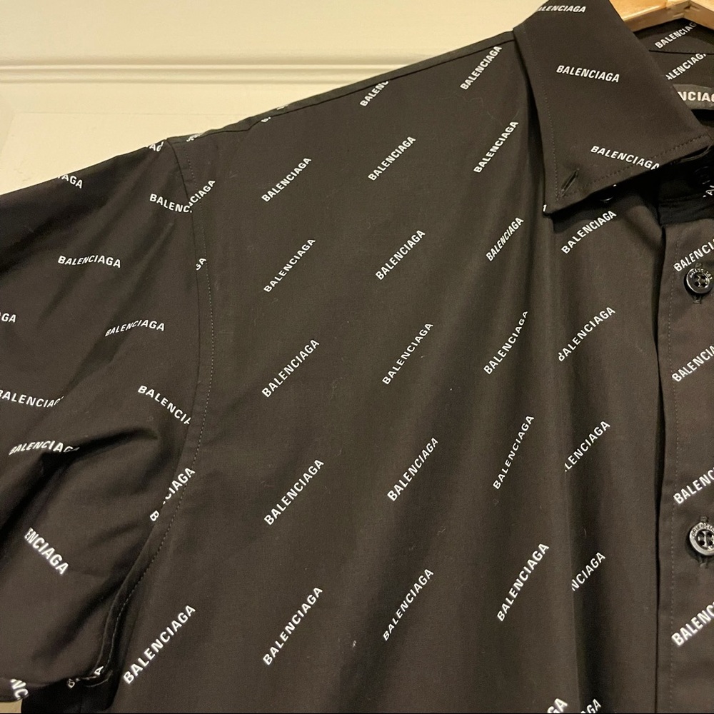 Balenciaga All-over logo poplin shirt size 37 - Picture 4 of 11